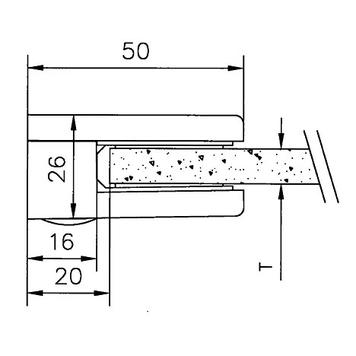 Mala stezaljka za staklo za montažu na zidove od 6 i 8 mm